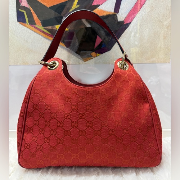 Gucci Handbags - GUCCI-257265 204046 Red GG Canvas Shoulder Bag